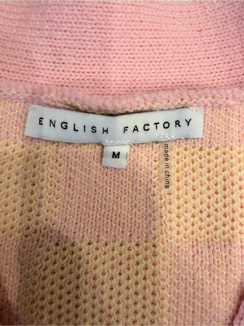 English Factory Pink and Yellow Checkered Cropped Cardigan - Picture 3 of 4